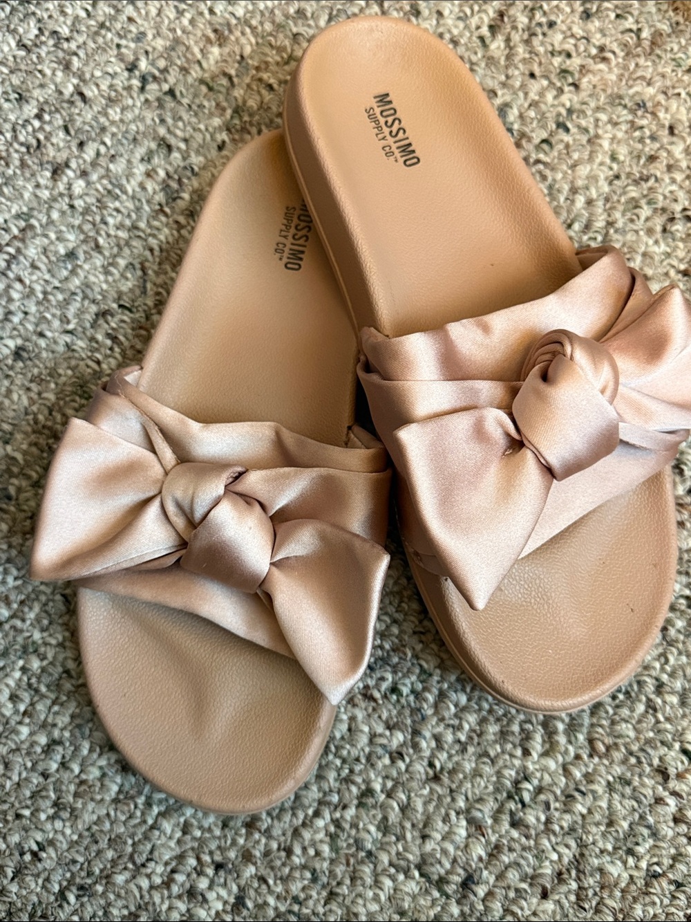 Mossimo Supply Co. Satin Bow Slide Sandals - Nude Blush